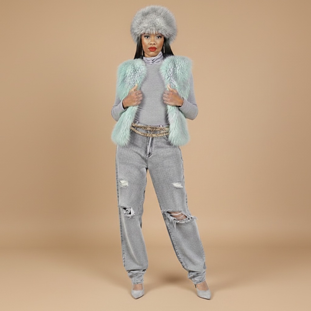 Trendy Statement Vest Faux Fur Shag Layering Piece; Large  (Vest ONLY ON SALE